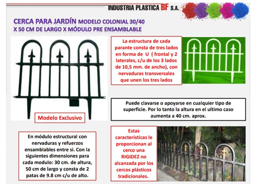 Cerca para Jardín Modelo Colonial 30/40 x 50 cm- Módulo pre ensamblable 